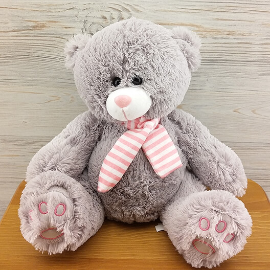 Серый мишка в шарфе (25 см)